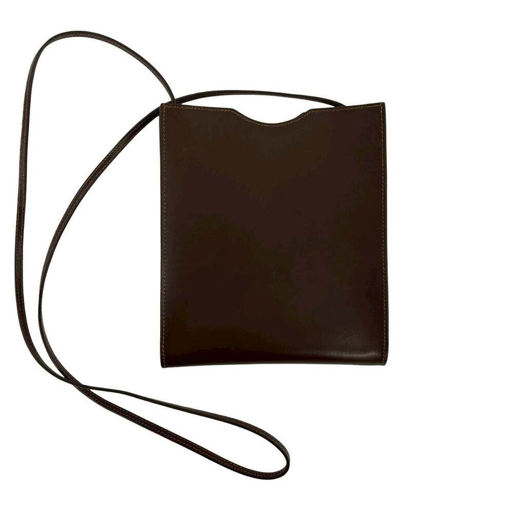 HERMES Vintage Onyme Tou Leather Shoulder Bag/Pochette, Brown, 34220